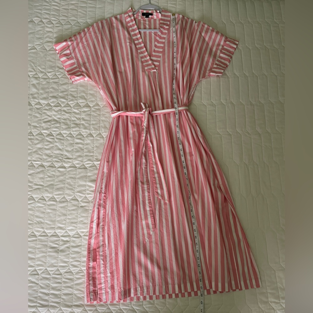 J Crew Maxi Poplin Pink Stripe Dress Large - Picture 5 of 8